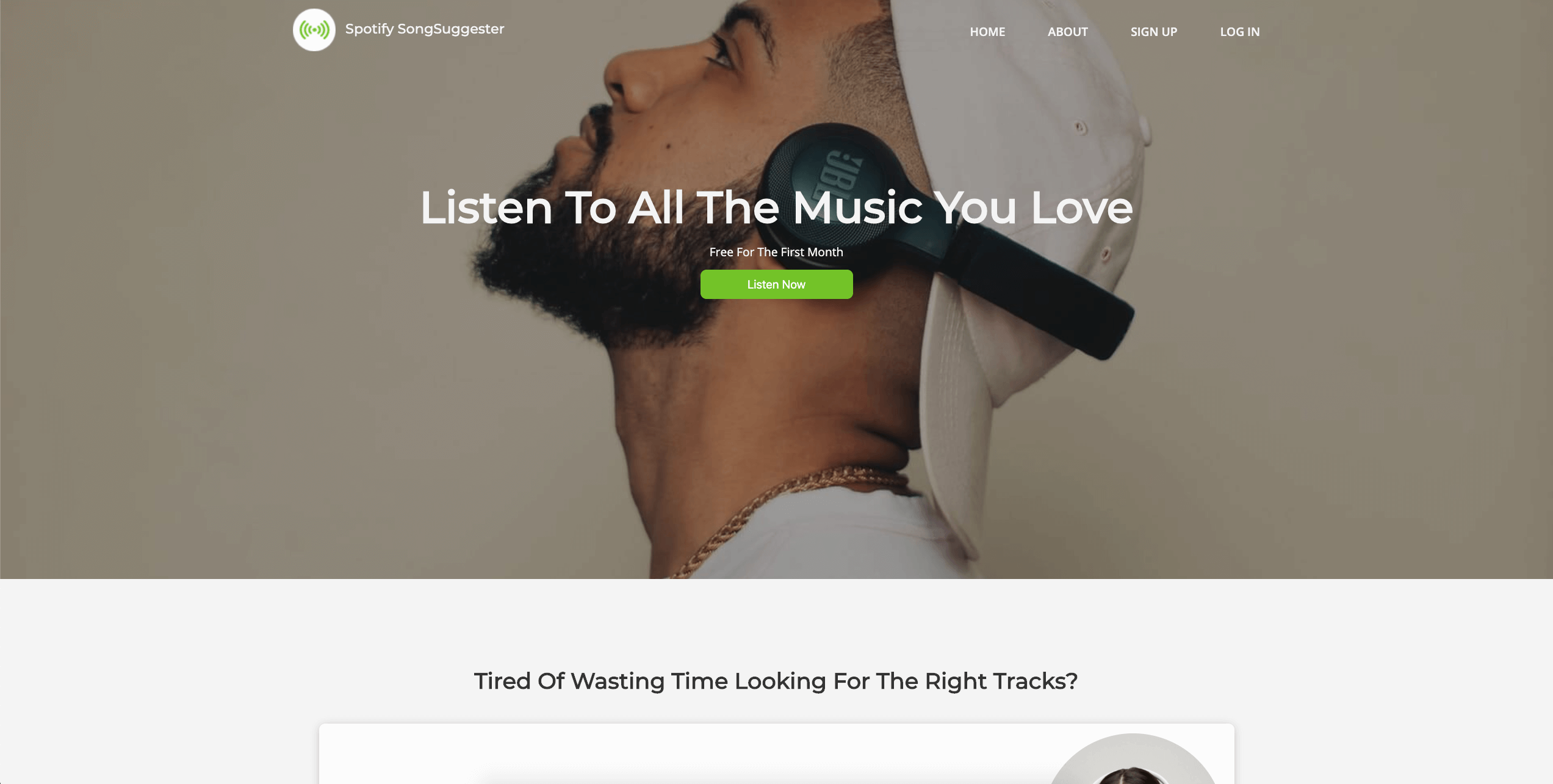 Spotify landing page